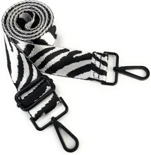 Purse Straps Replacement Crossbody Zebra Stripes Print 1-1/2 Inch Wide with Matte Black Buckles Adjustable Shoulder Guitar Strap for Crossbody Bag Purse Handbag