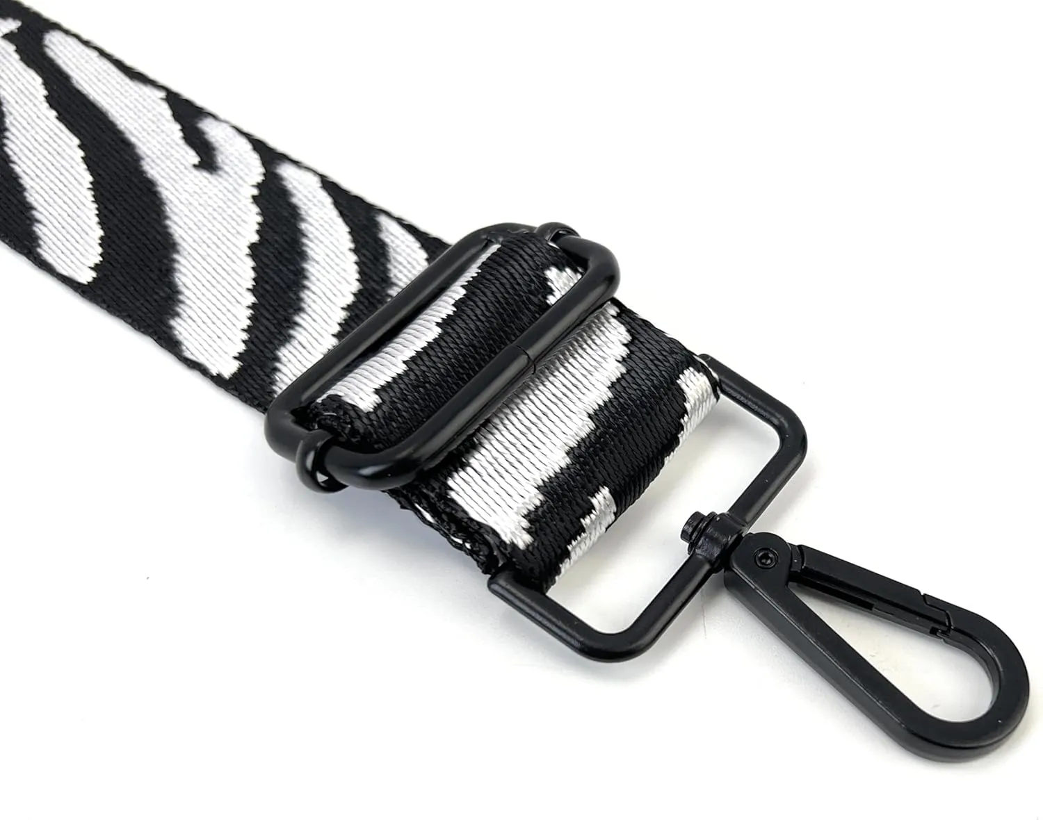 Purse Straps Replacement Crossbody Zebra Stripes Print 1-1/2 Inch Wide with Matte Black Buckles Adjustable Shoulder Guitar Strap for Crossbody Bag Purse Handbag