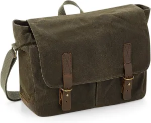 Quadra Heritage Waxed Canvas Messenger Bag (One Size) (Olive Green)