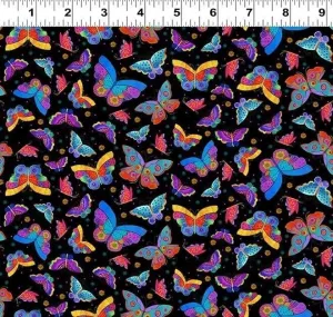Quality Sewing Fabric – Fantasticats Black Flutterbyes Digital Cotton Fabric by The Yard Size: 36" x 44"