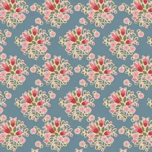 Quality Sewing Fabric – Tilda Creating Memories Lulu Blue 1/2 Yard Size: 18" x 44"
