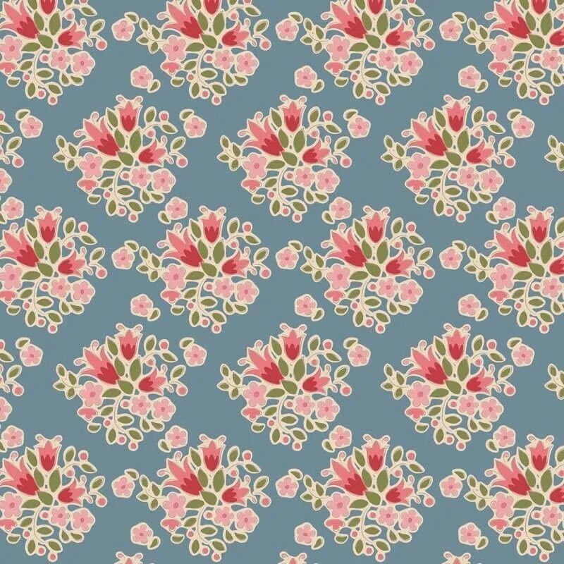 Quality Sewing Fabric – Tilda Creating Memories Lulu Blue 1/2 Yard Size: 18" x 44"