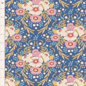 Quality Sewing Fabric – Tilda Jubilee Autumn Bouquet Blue 1/2 Yard Size: 18" x 44"