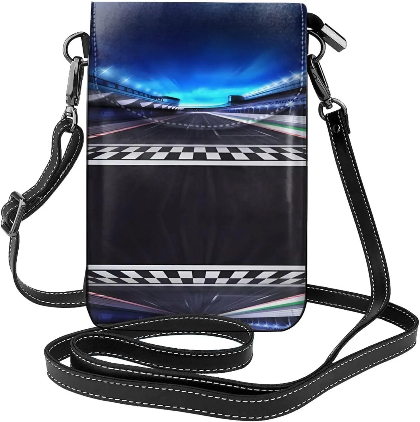 Race Track Small Crossbody Bags, Printed Cell Phone Purse with Card Slots, Shoulder Handbag with Strap
