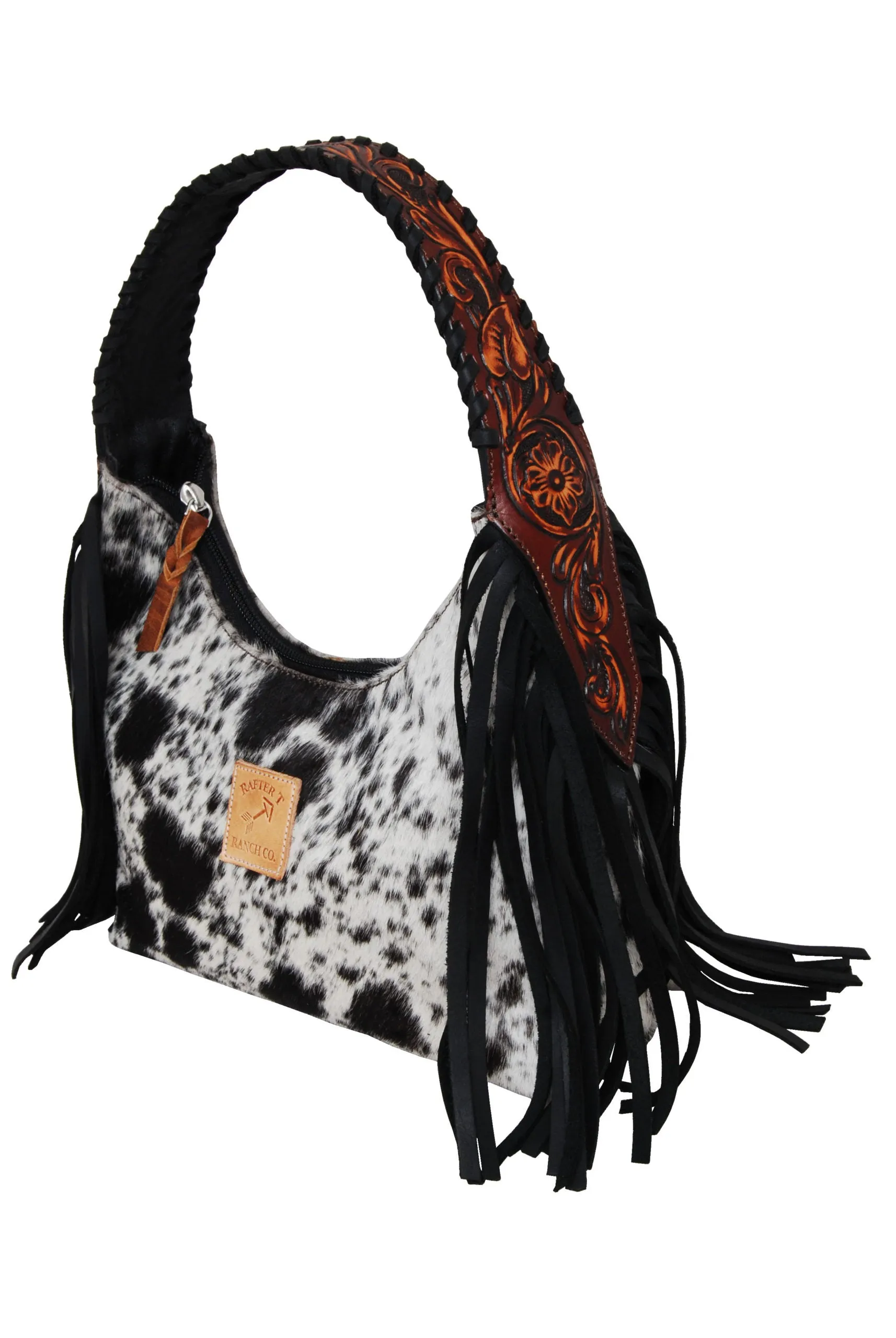 Rafter T Hobo Bag Cowhide & Fringe Black