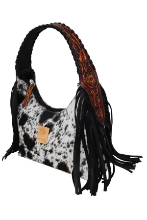 Rafter T Hobo Bag Cowhide & Fringe Black