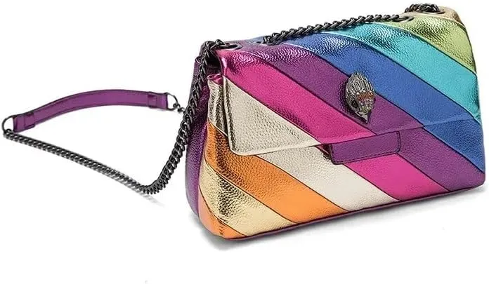 Rainbow Handbag Patchwork Crossbody Bag Shoulder Bag Women's Handbag PU Shoulder Bag (26X15X11.5 CM,Rainbow)
