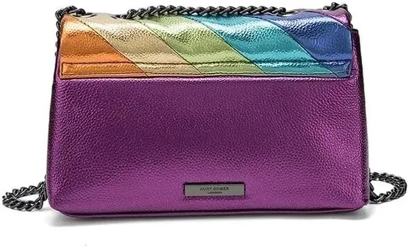 Rainbow Handbag Patchwork Crossbody Bag Shoulder Bag Women's Handbag PU Shoulder Bag (26X15X11.5 CM,Rainbow)