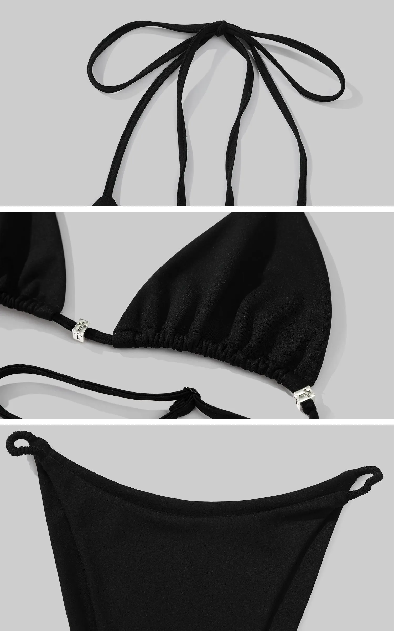 Rase le sol Minimalist Triangle Bikini Set with Metal Accents