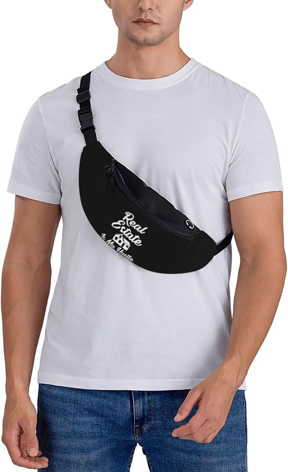 Real Estate Is My Hustle Unisex Adjustable Leisure Waist Bag Outdoor Sports Running Waist Bag Business Travel Mobile Phone Bag, Black