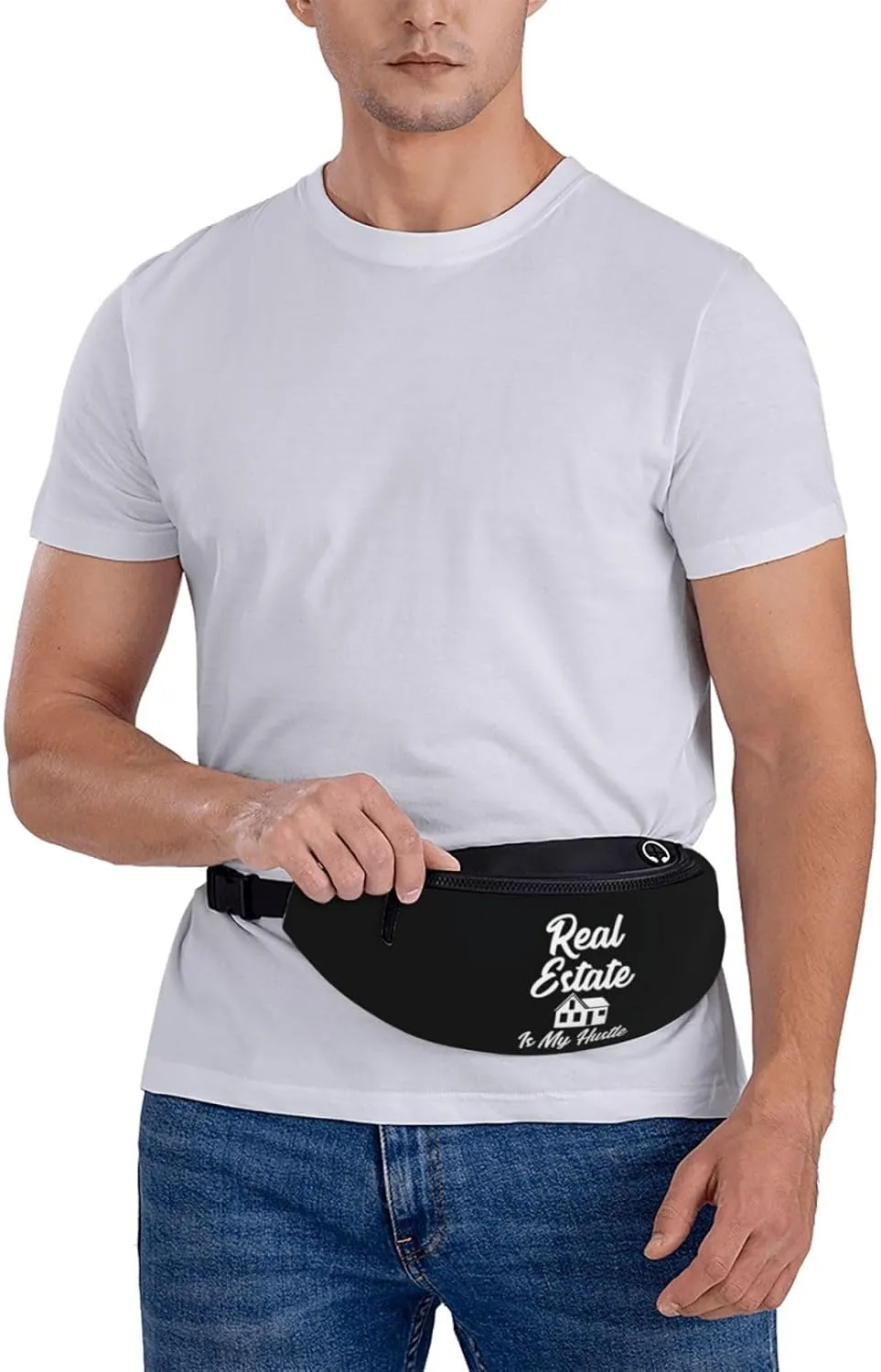 Real Estate Is My Hustle Unisex Adjustable Leisure Waist Bag Outdoor Sports Running Waist Bag Business Travel Mobile Phone Bag, Black