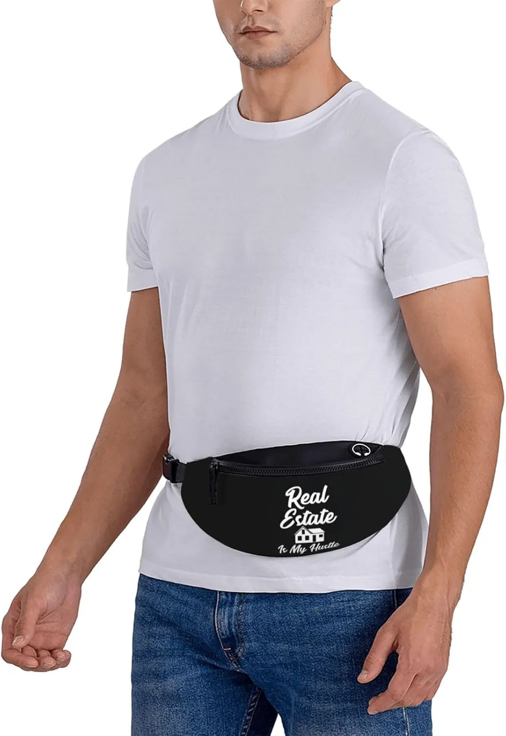 Real Estate Is My Hustle Unisex Adjustable Leisure Waist Bag Outdoor Sports Running Waist Bag Business Travel Mobile Phone Bag, Black