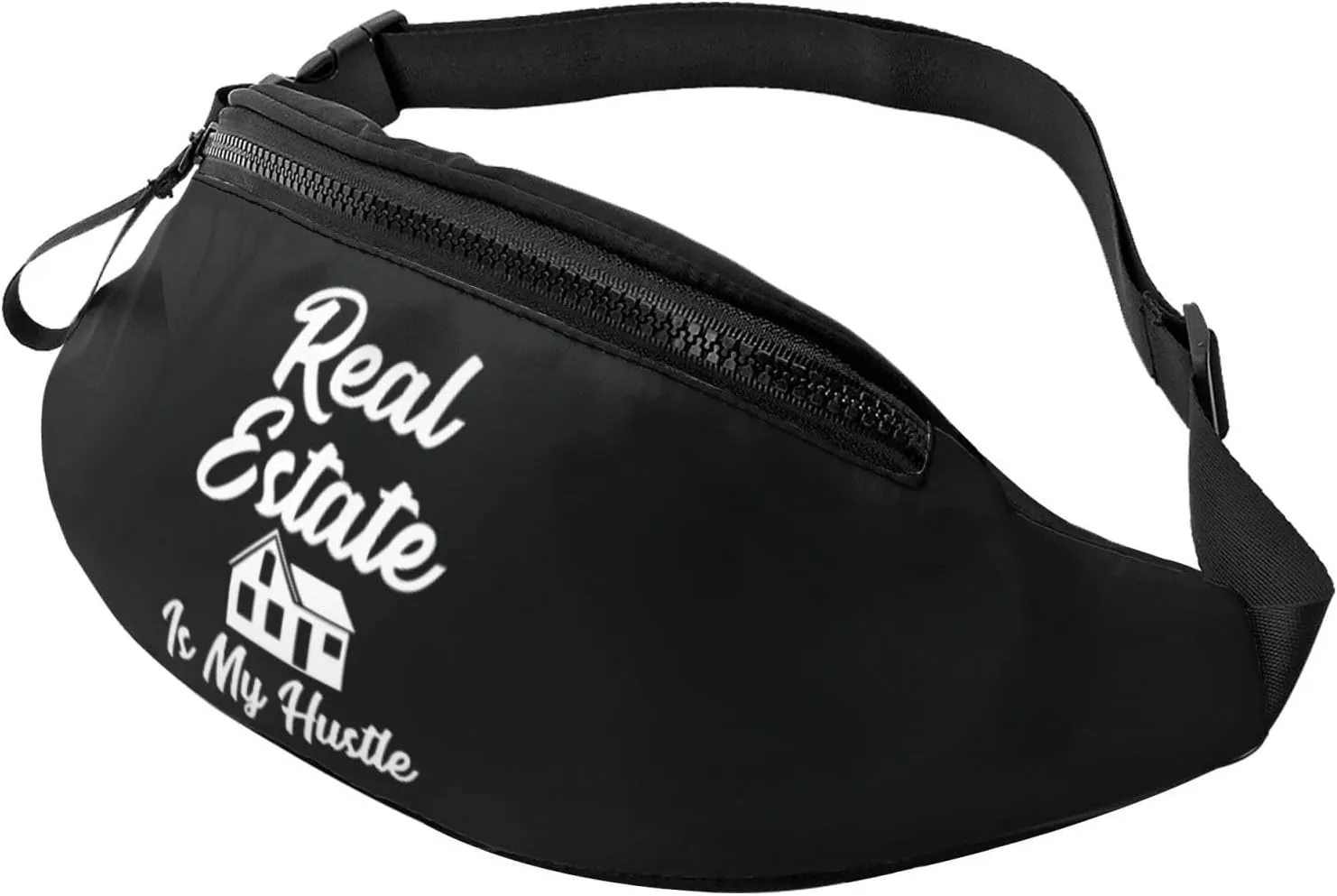 Real Estate Is My Hustle Unisex Adjustable Leisure Waist Bag Outdoor Sports Running Waist Bag Business Travel Mobile Phone Bag, Black