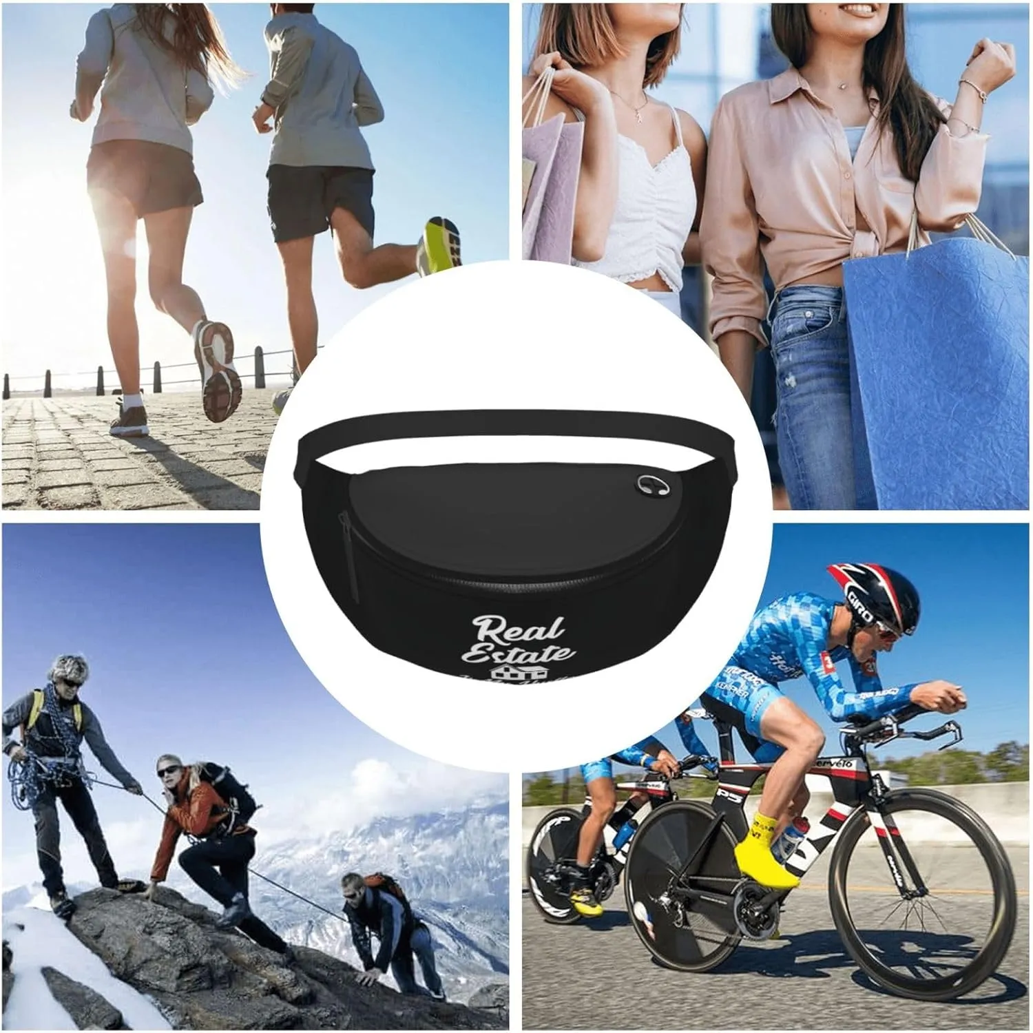 Real Estate Is My Hustle Unisex Adjustable Leisure Waist Bag Outdoor Sports Running Waist Bag Business Travel Mobile Phone Bag, Black