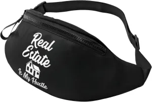 Real Estate Is My Hustle Unisex Adjustable Leisure Waist Bag Outdoor Sports Running Waist Bag Business Travel Mobile Phone Bag, Black