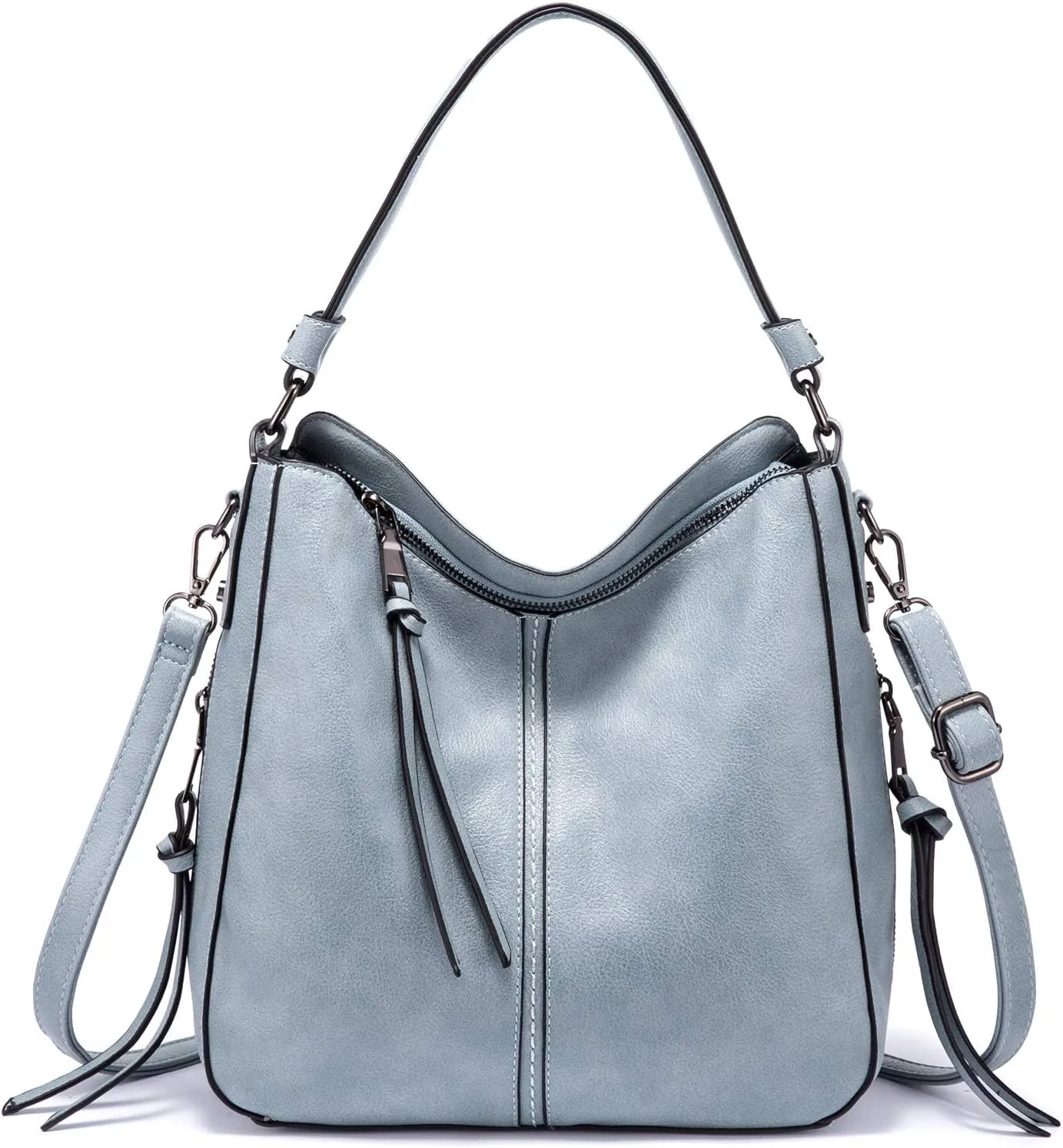 Realer Hobo Crossbody Bags for Women Designer Faux Leather Hobo Handbags Retro Large Size Shoulder Bag Bucket Purse