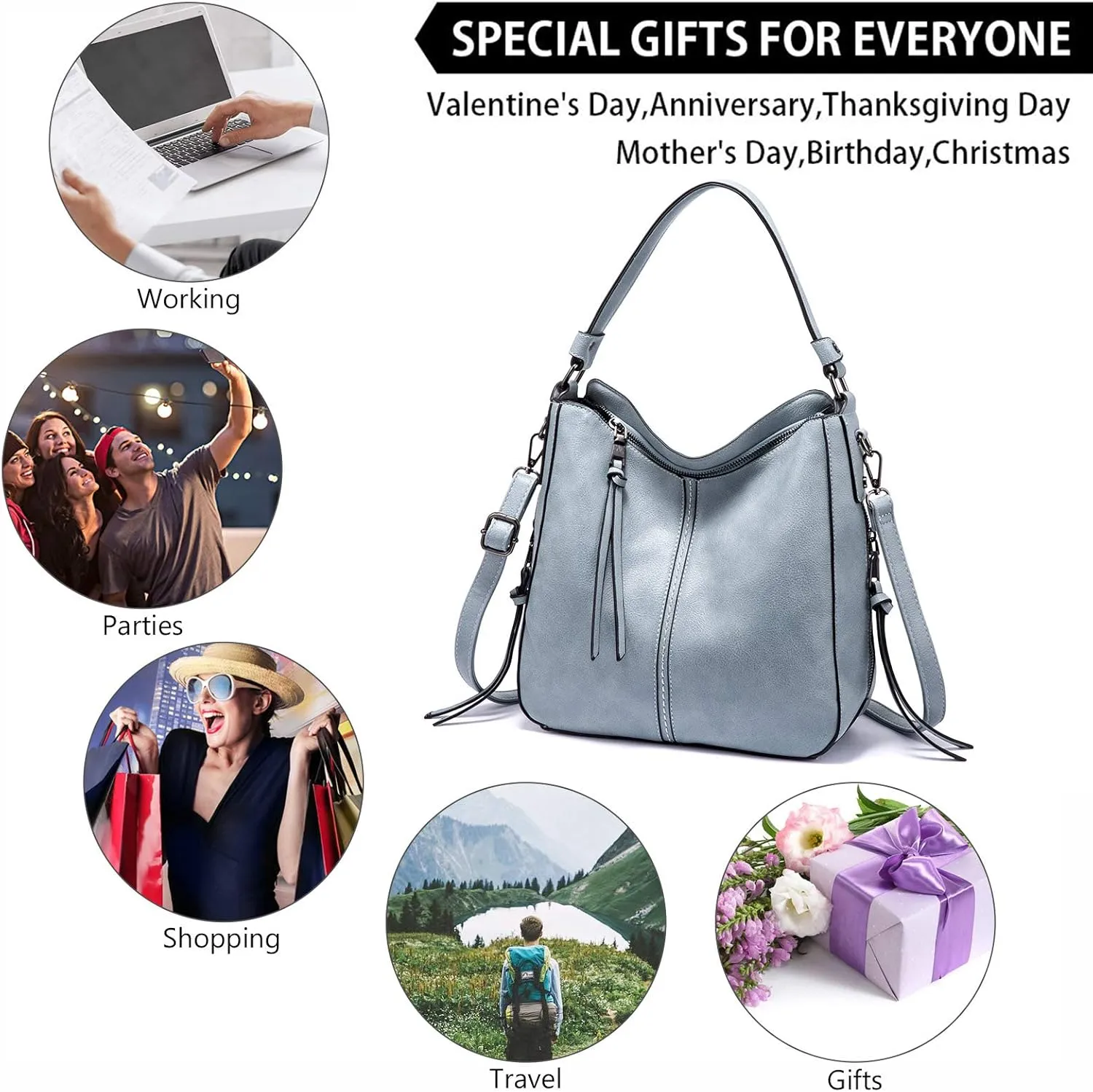 Realer Hobo Crossbody Bags for Women Designer Faux Leather Hobo Handbags Retro Large Size Shoulder Bag Bucket Purse