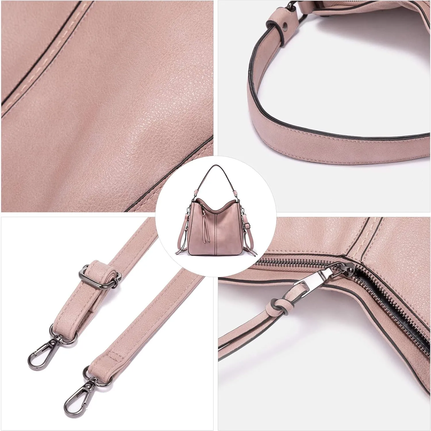Realer Hobo Crossbody Bags for Women Designer Faux Leather Hobo Handbags Retro Large Size Shoulder Bag Bucket Purse