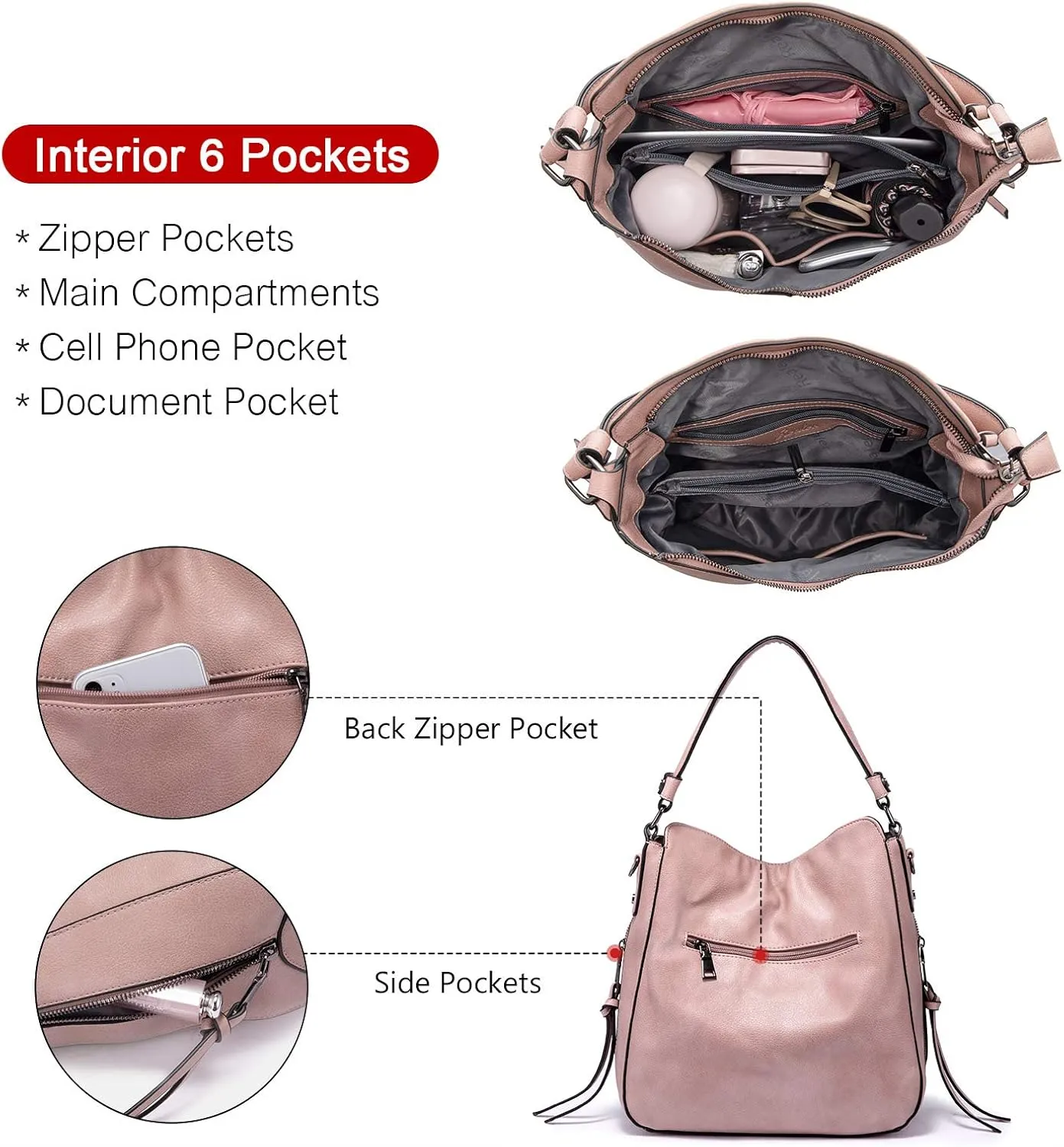 Realer Hobo Crossbody Bags for Women Designer Faux Leather Hobo Handbags Retro Large Size Shoulder Bag Bucket Purse