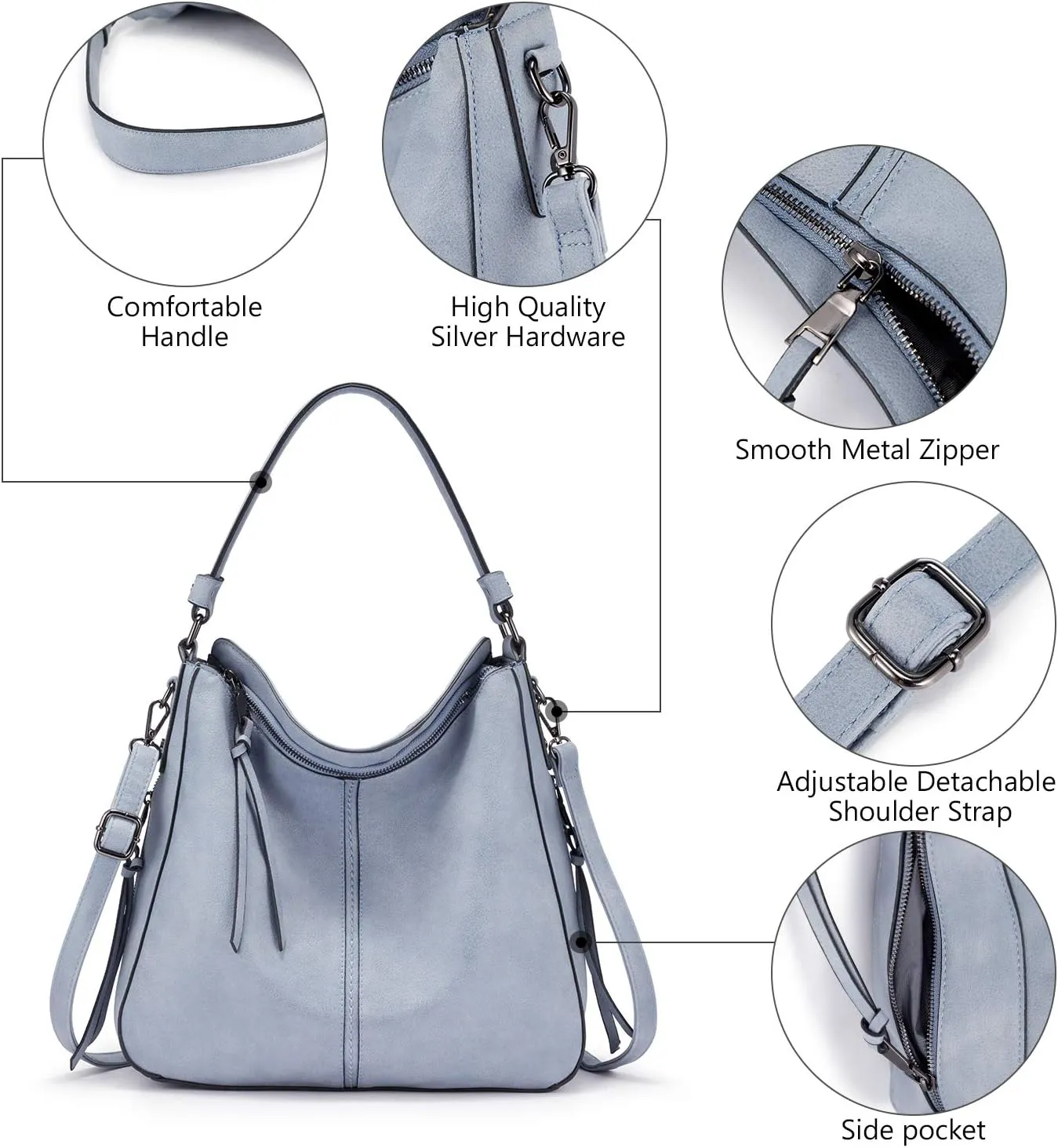 Realer Hobo Crossbody Bags for Women Designer Faux Leather Hobo Handbags Retro Large Size Shoulder Bag Bucket Purse