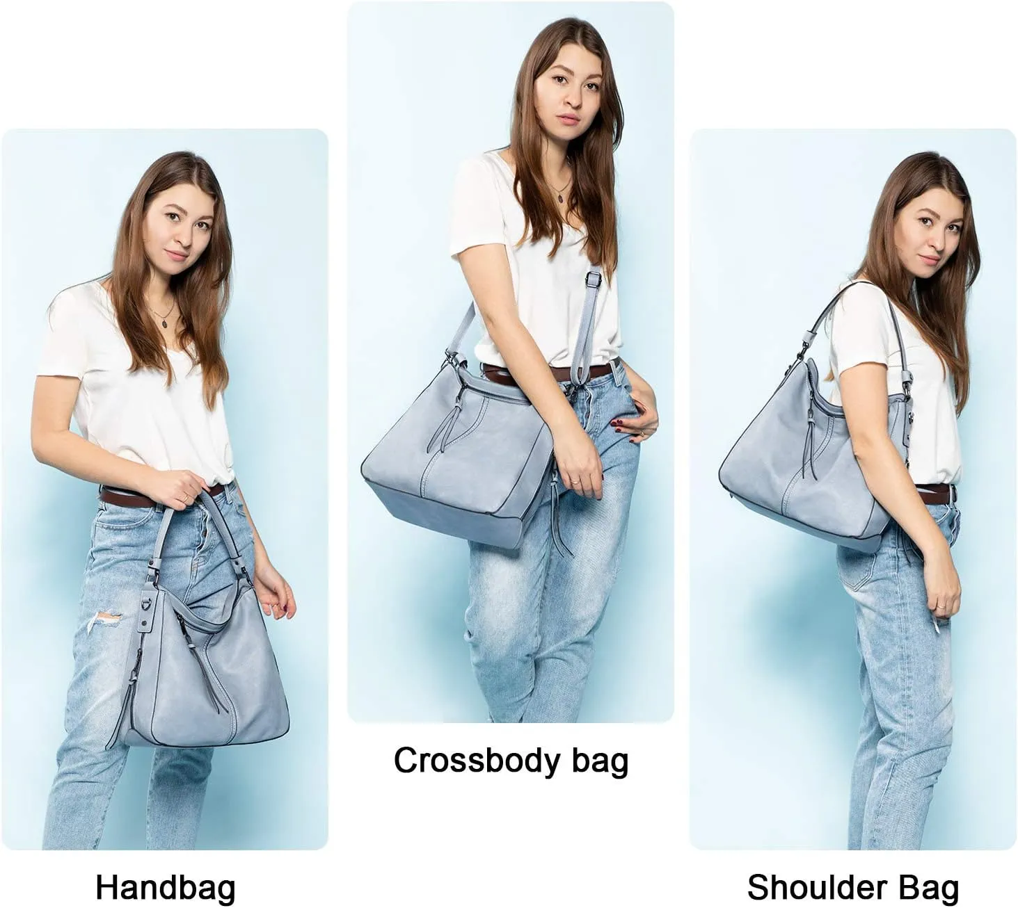 Realer Hobo Crossbody Bags for Women Designer Faux Leather Hobo Handbags Retro Large Size Shoulder Bag Bucket Purse