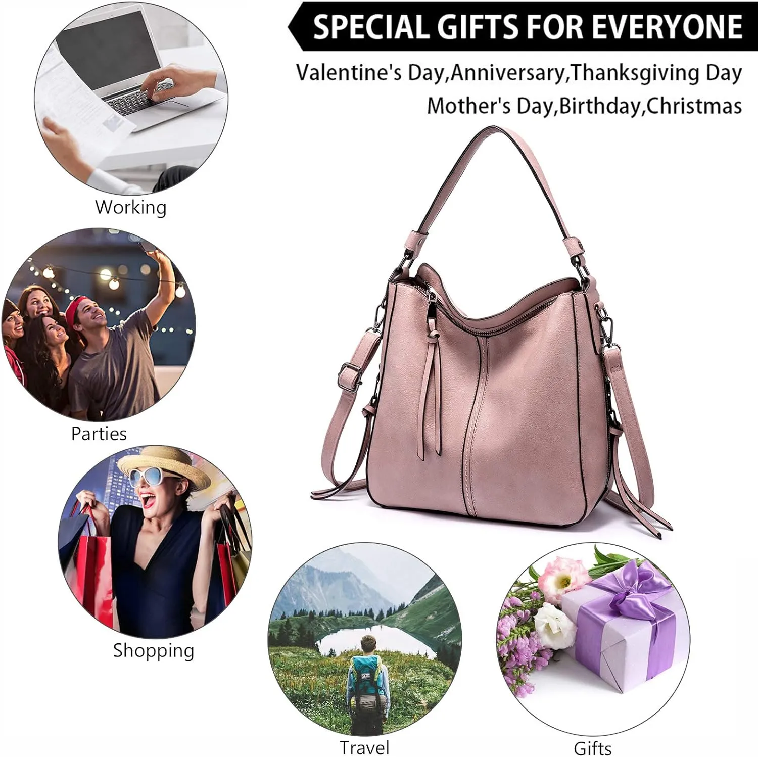Realer Hobo Crossbody Bags for Women Designer Faux Leather Hobo Handbags Retro Large Size Shoulder Bag Bucket Purse
