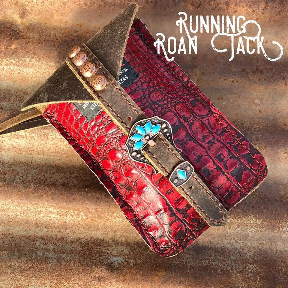 Red Croc Mini Saddle Bag with Your Choice of Buckle and Fringe for Phone, Keys, Roping Powder, etc