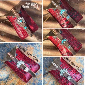 Red Croc Mini Saddle Bag with Your Choice of Buckle and Fringe for Phone, Keys, Roping Powder, etc