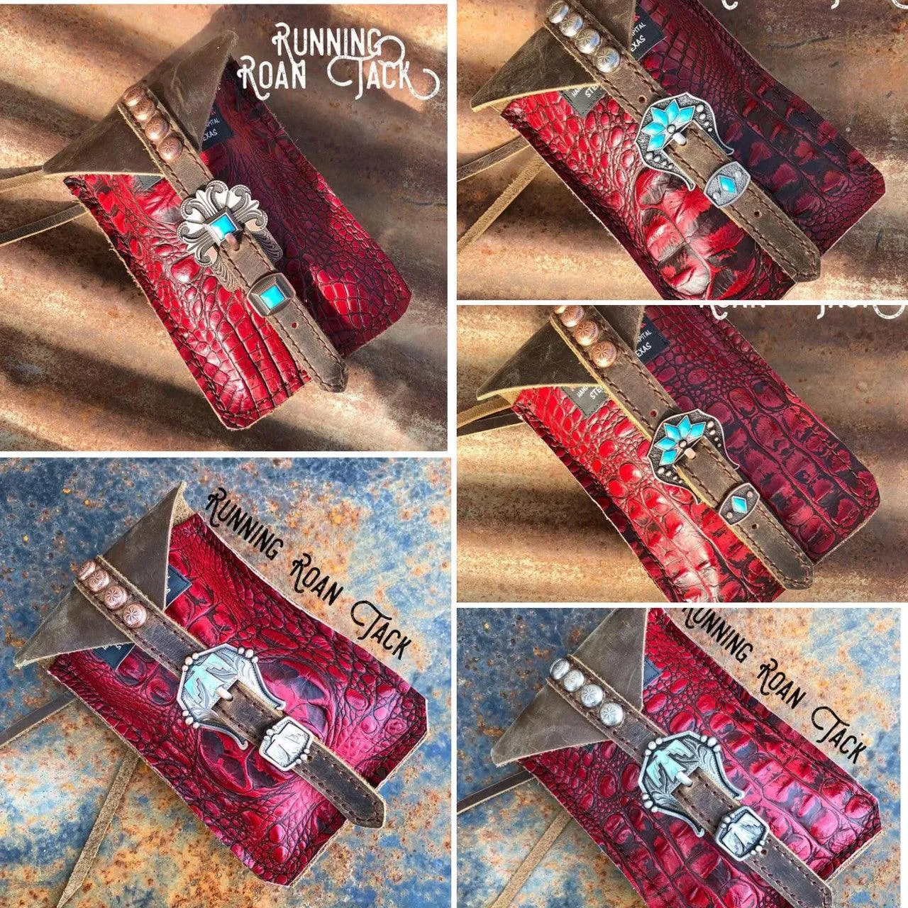 Red Croc Mini Saddle Bag with Your Choice of Buckle and Fringe for Phone, Keys, Roping Powder, etc