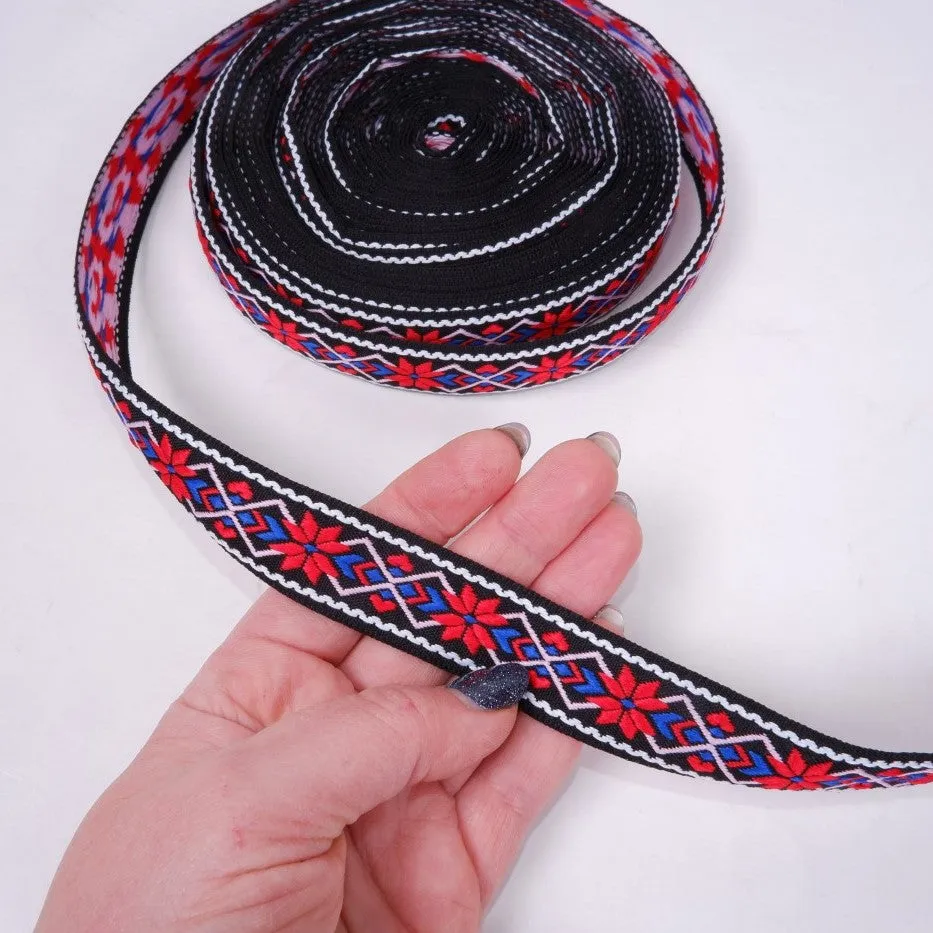 Red Flower - Folk art trim - 20mm