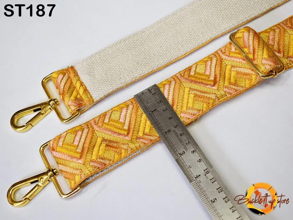 Replacement Guitar Strap Crossbody Sling Bag Strap for Purses Embroidered Adjustable Handbag Boho Strap Embroidery Camera Strap Gift for Mom