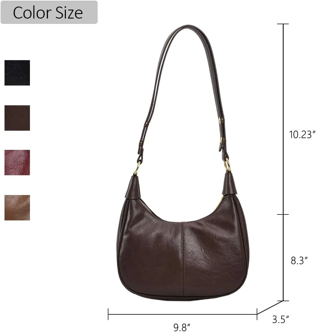 Retro Shoulder Bags for Women Vegan Leather Tote Handbags Slouchy Large Crossbody Bag with Adjustable Strap