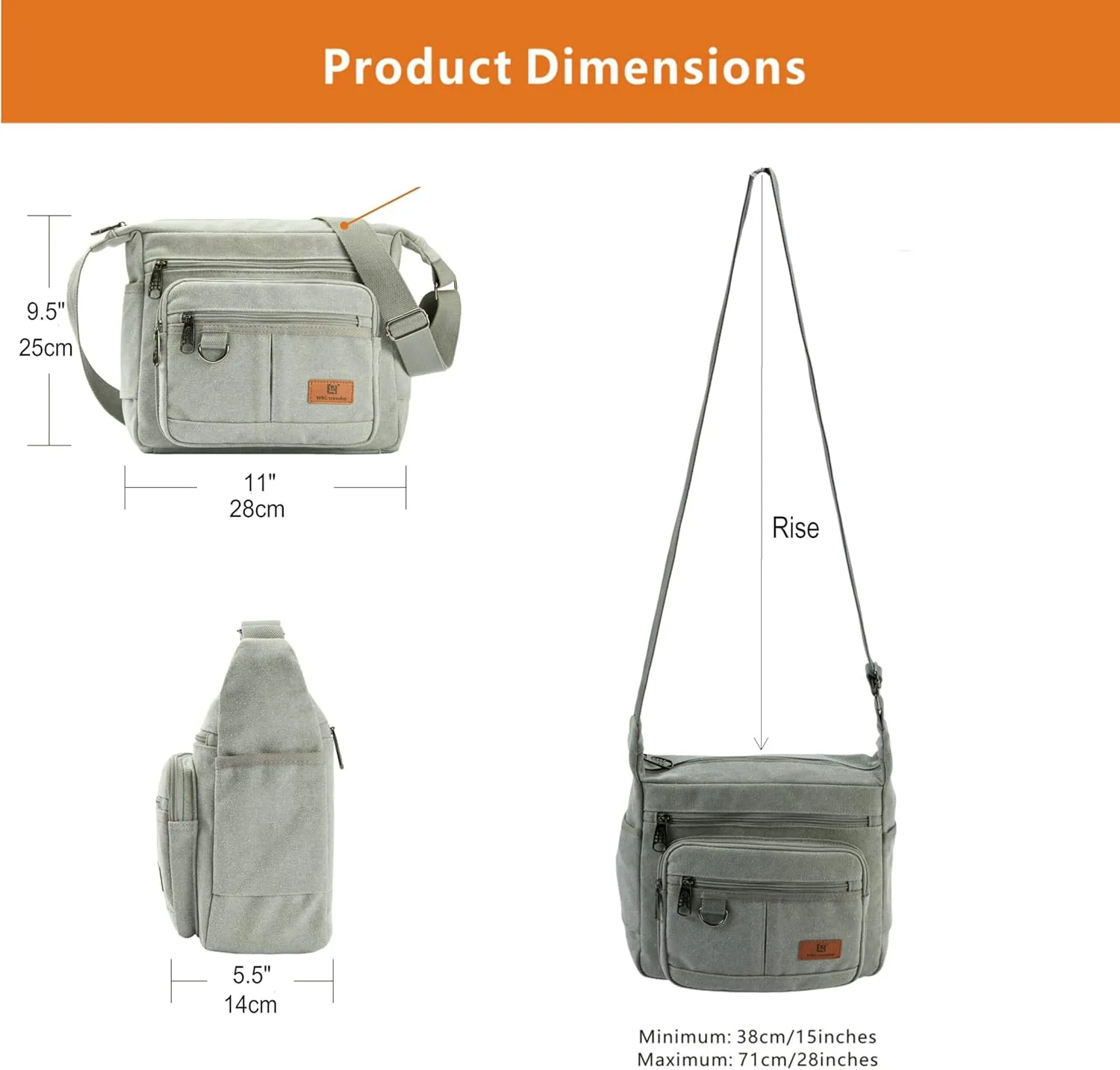 Rfid Crossbody Messenger Bag with Water Bottle Holders, 13 inch Laptop Shoulder Bag, Sling Satchel Purse w/Built-in Wallet