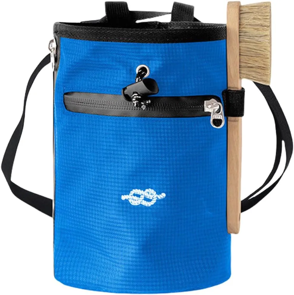 Rock Climbing & Bouldering Chalk Bag Climbing Chalk Bag Adjustable Waist Bag Strap Zippers Storage Pocket & Brush Holder