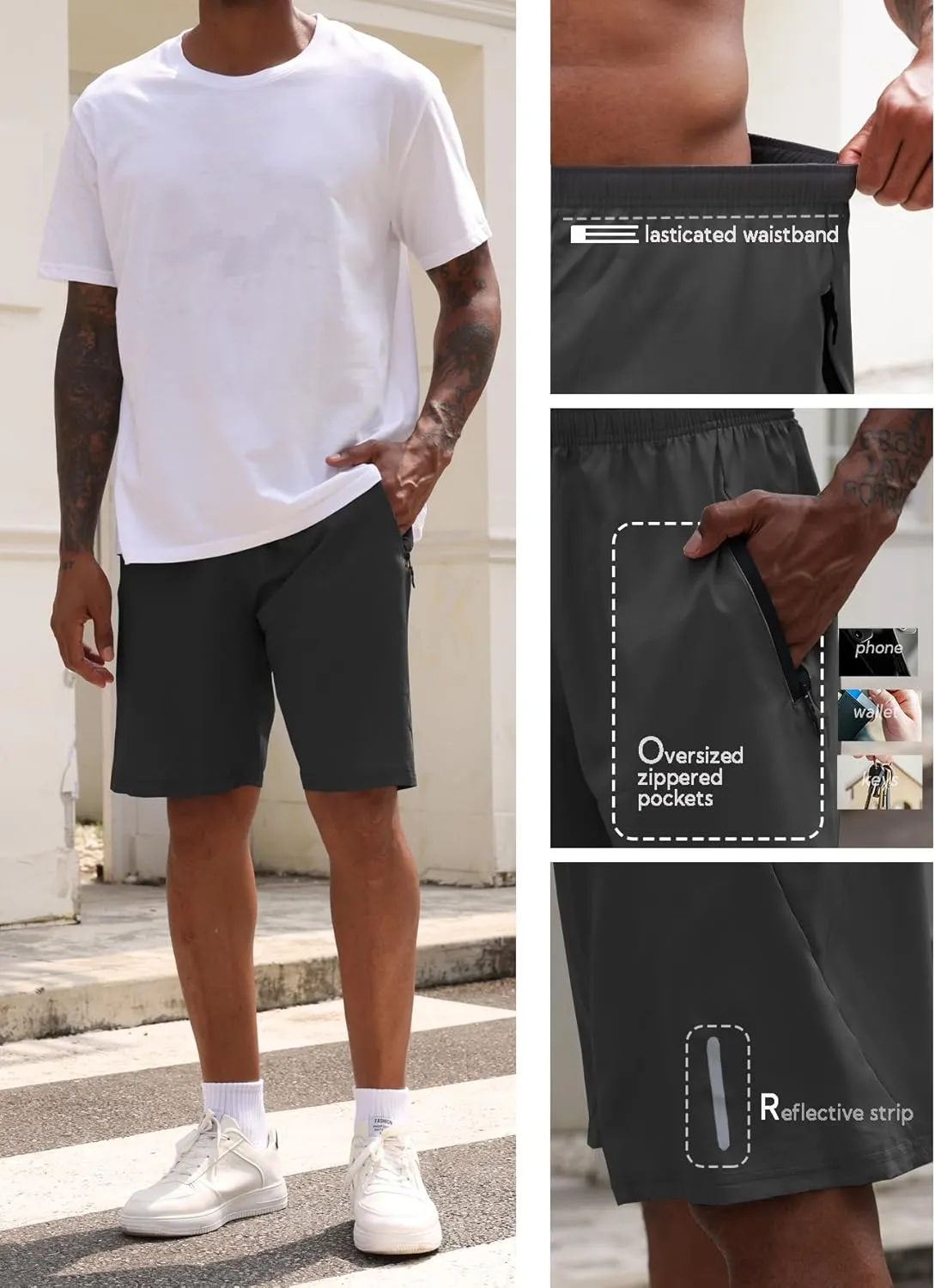 RPOVIG 3 Pack Men's Athletic Shorts Sets Gym Workout Short with Zippered Pockets Running Joggers Basketball Gift