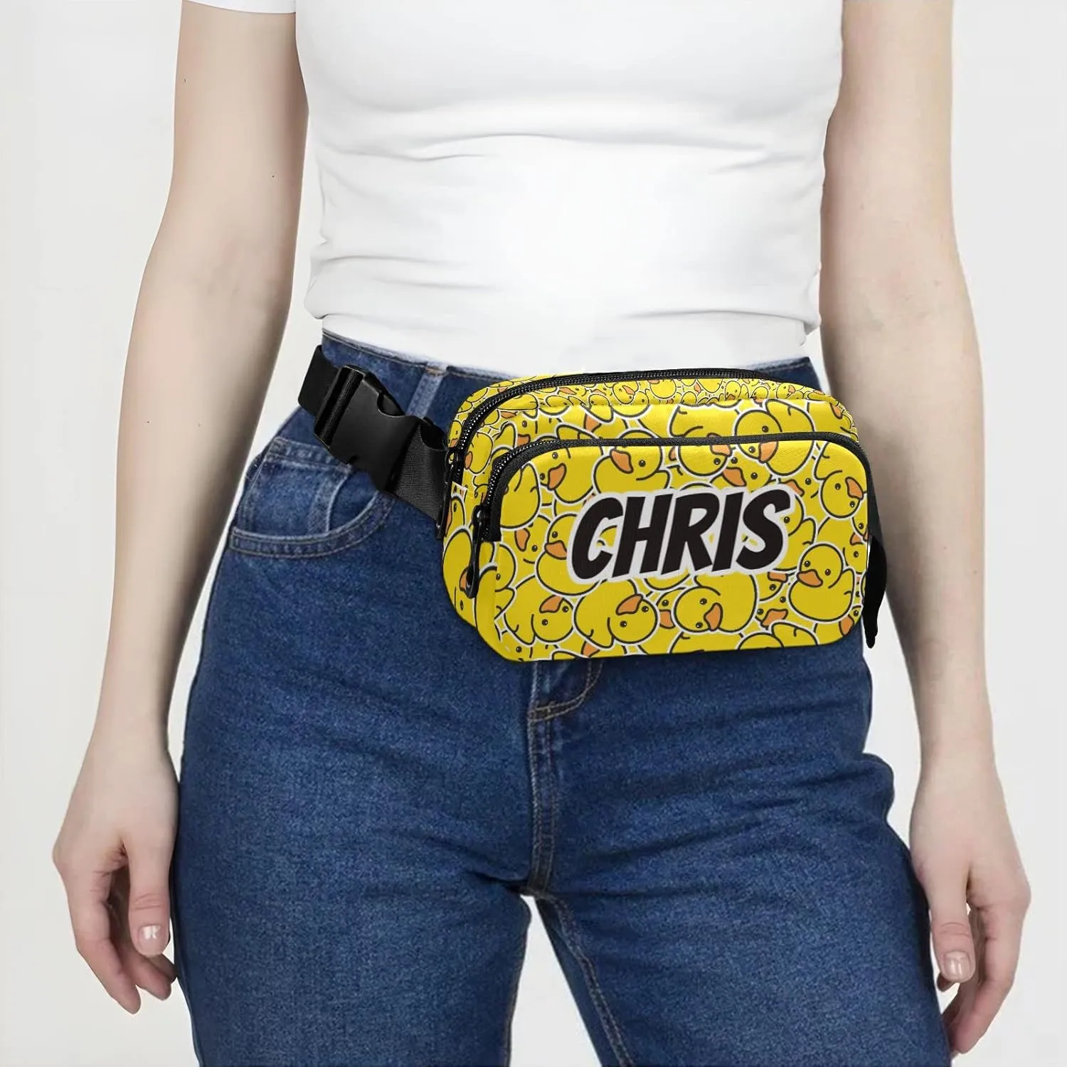 Rubber Duck Custom Fanny Pack for Women Men Personalized Crossbody Belt Bag Fashion Waist Packs Purse for Shopping Traveling