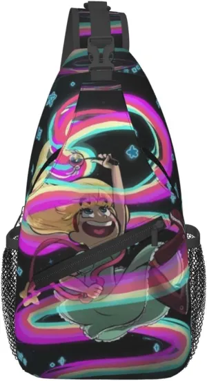 S-tar Butterfly Princess Messenger Bag Backpack Crossbody Bag Shoulder Bag Travel Hiking Backpack Unisex Black