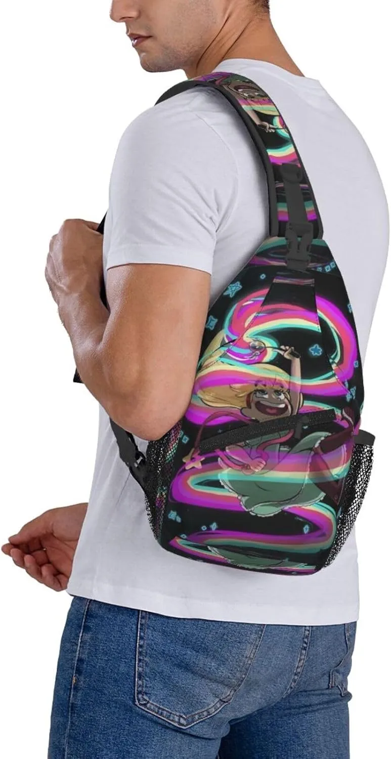 S-tar Butterfly Princess Messenger Bag Backpack Crossbody Bag Shoulder Bag Travel Hiking Backpack Unisex Black