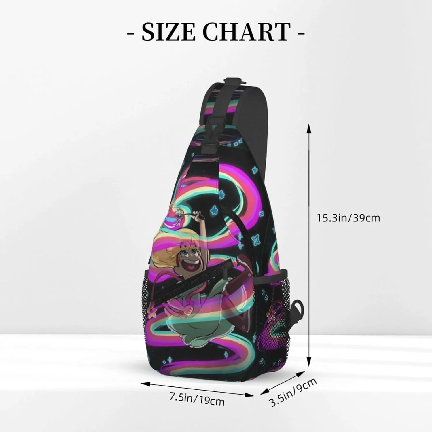 S-tar Butterfly Princess Messenger Bag Backpack Crossbody Bag Shoulder Bag Travel Hiking Backpack Unisex Black