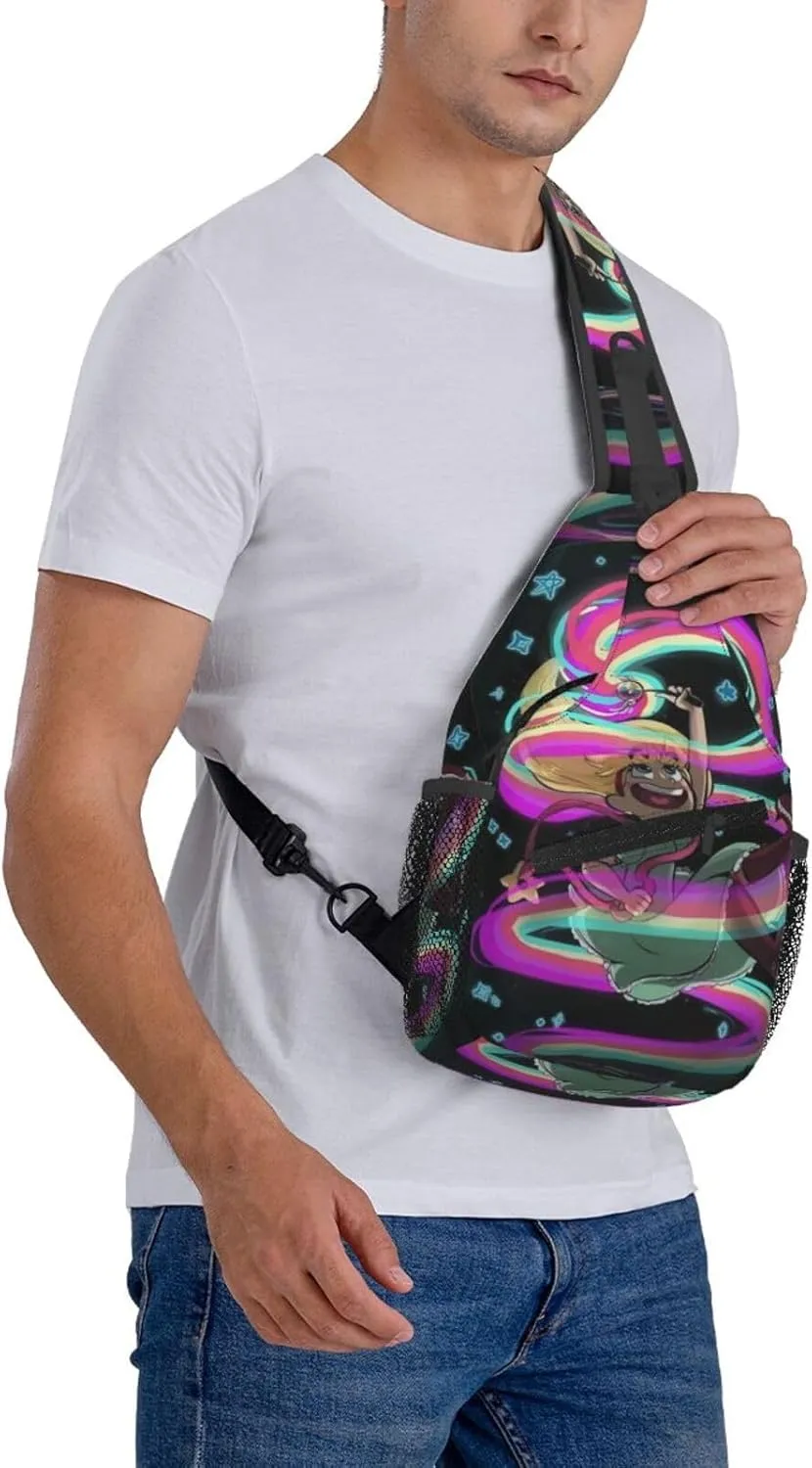 S-tar Butterfly Princess Messenger Bag Backpack Crossbody Bag Shoulder Bag Travel Hiking Backpack Unisex Black
