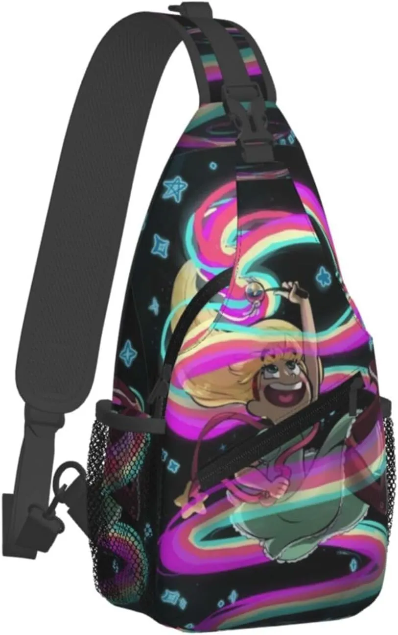 S-tar Butterfly Princess Messenger Bag Backpack Crossbody Bag Shoulder Bag Travel Hiking Backpack Unisex Black