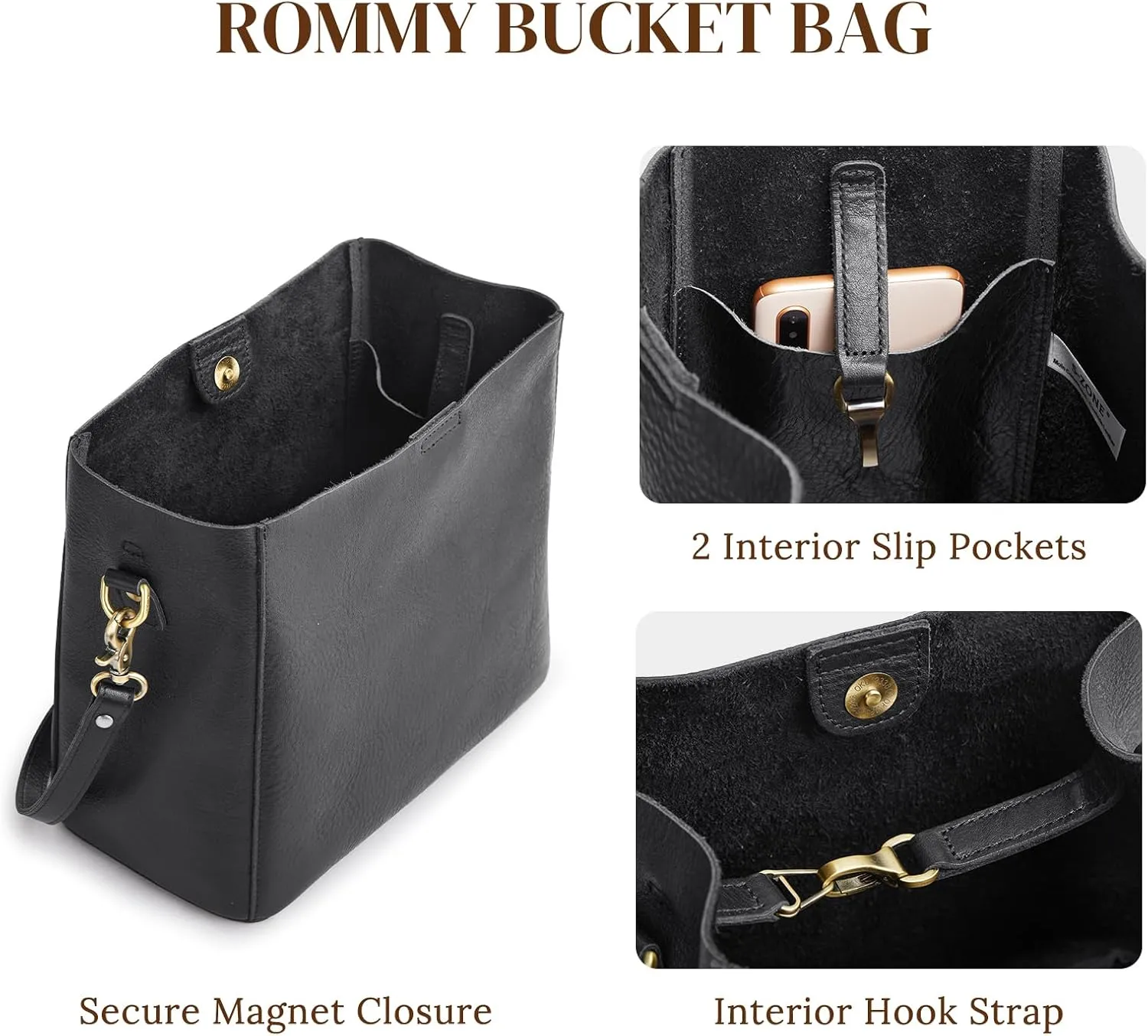 S-ZONE Full Grain Leather Crossbody Bags for Women Shoulder Bag Butterfly Bucket Purses