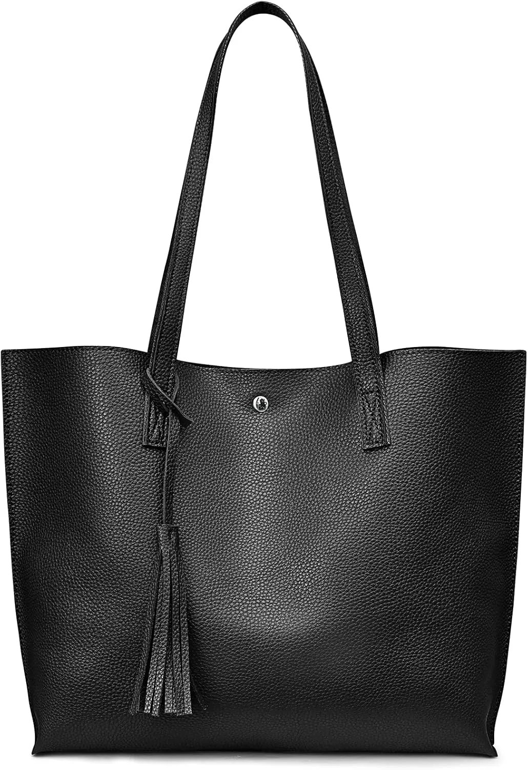 S-ZONE Women Genuine Leather Tote Bag Big Shoulder Purse Soft Handbag with Tassel