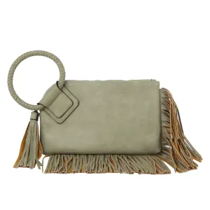 Sage Fringe Wristlet/Clutch