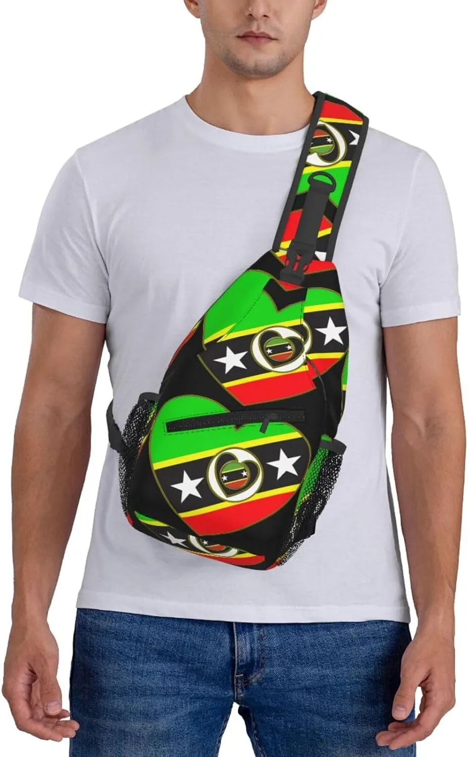 Saint Kitts And Nevis Flag Chest Sling Bag Crossbody Shoulder Backpack Bag Gym Cycling Daypack Travel Hiking Cross Bag