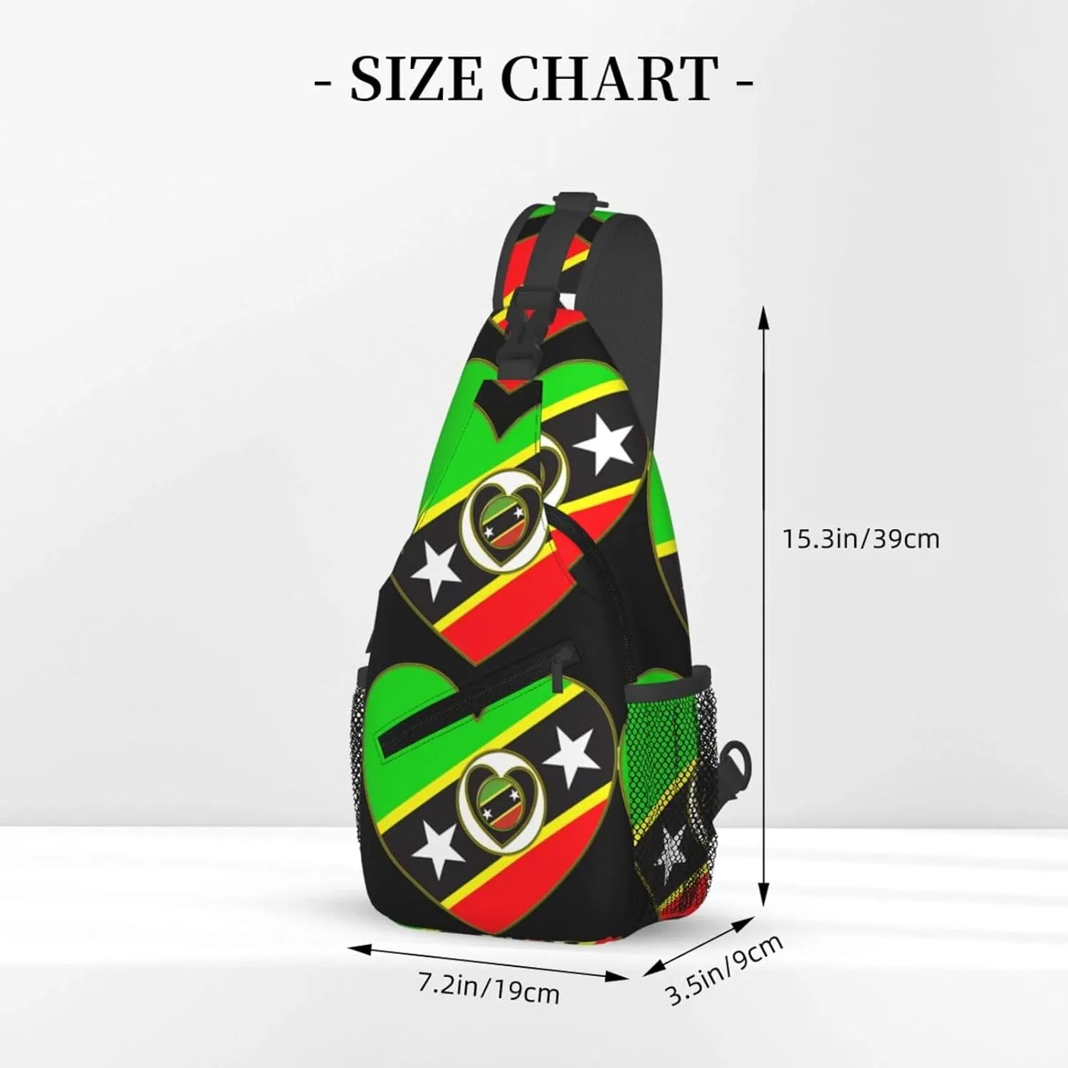 Saint Kitts And Nevis Flag Chest Sling Bag Crossbody Shoulder Backpack Bag Gym Cycling Daypack Travel Hiking Cross Bag