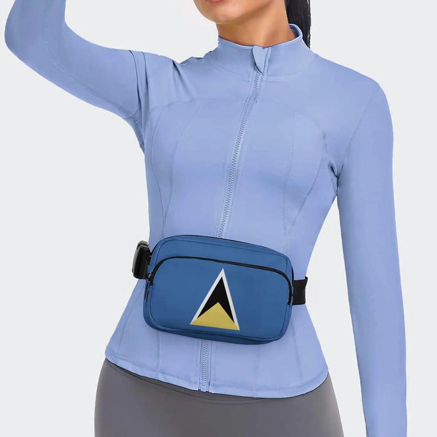 Saint Lucia Flag Unisex Mini Belt Bag with Adjustable Strap Small Fanny Pack Crossbody Chest Bag