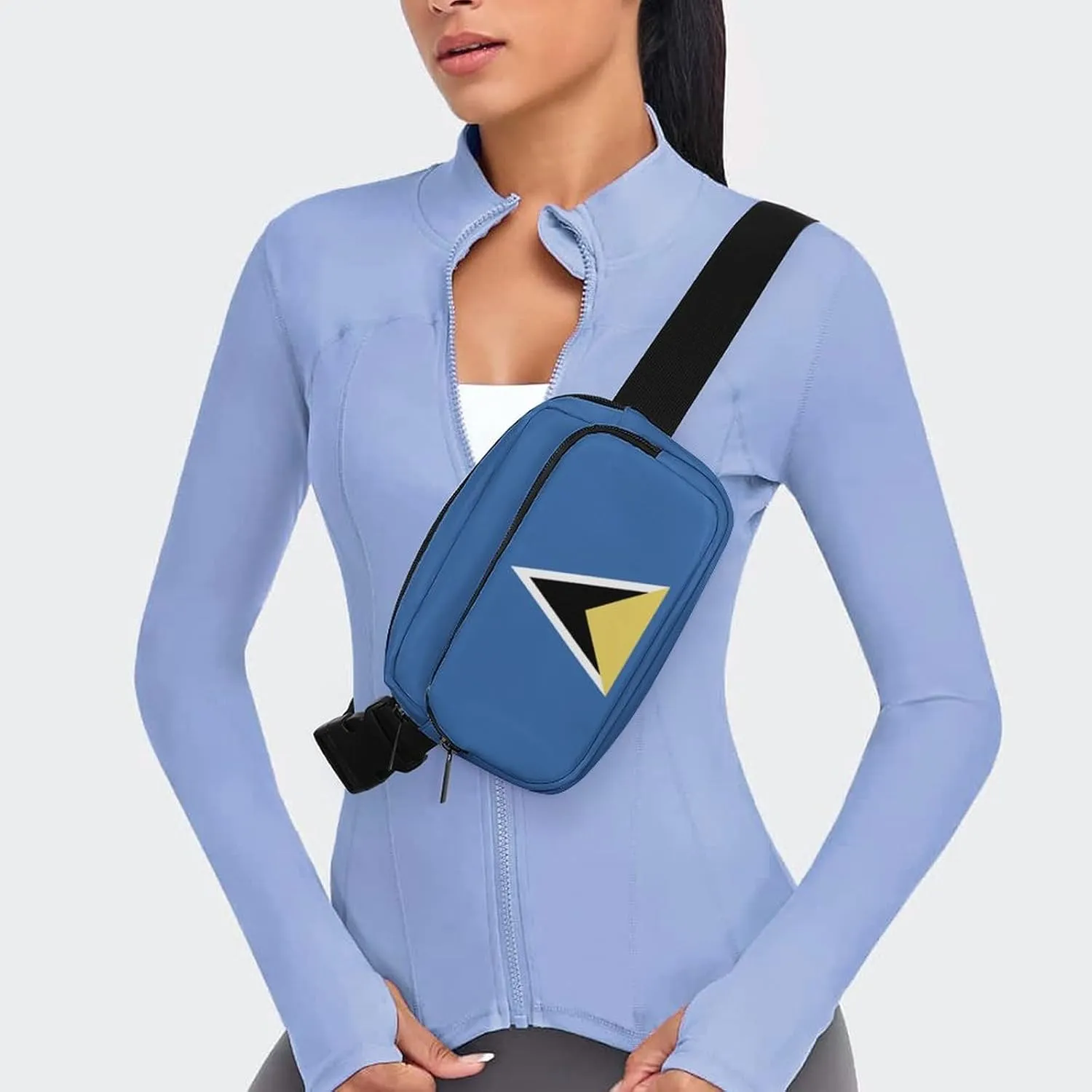 Saint Lucia Flag Unisex Mini Belt Bag with Adjustable Strap Small Fanny Pack Crossbody Chest Bag