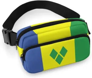 Saint Vincent And The Grenadines Flag Unisex Mini Belt Bag with Adjustable Strap Small Fanny Pack Crossbody Chest Bag