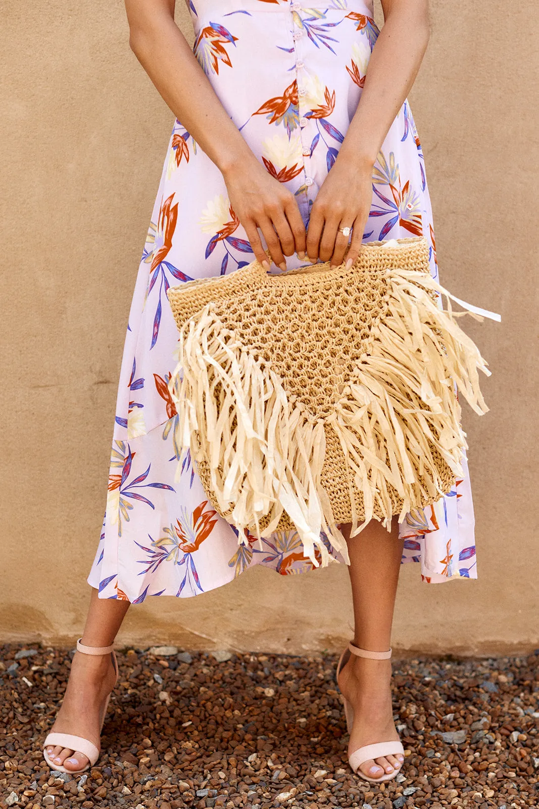 SALE - Azure Woven Fringe Bag